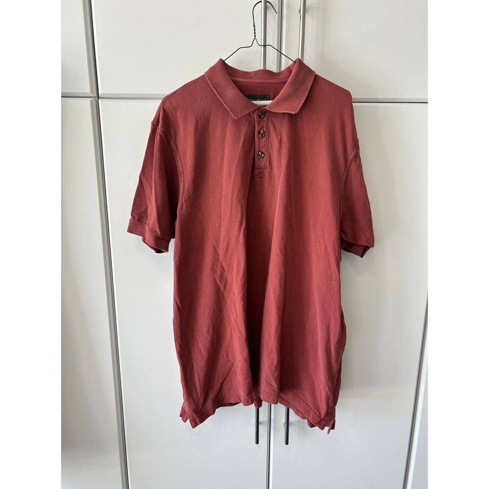 Eddie Bauer Mens XL Red Pique Cotton Short Sleeve Polo Shirt Outdoor Casual